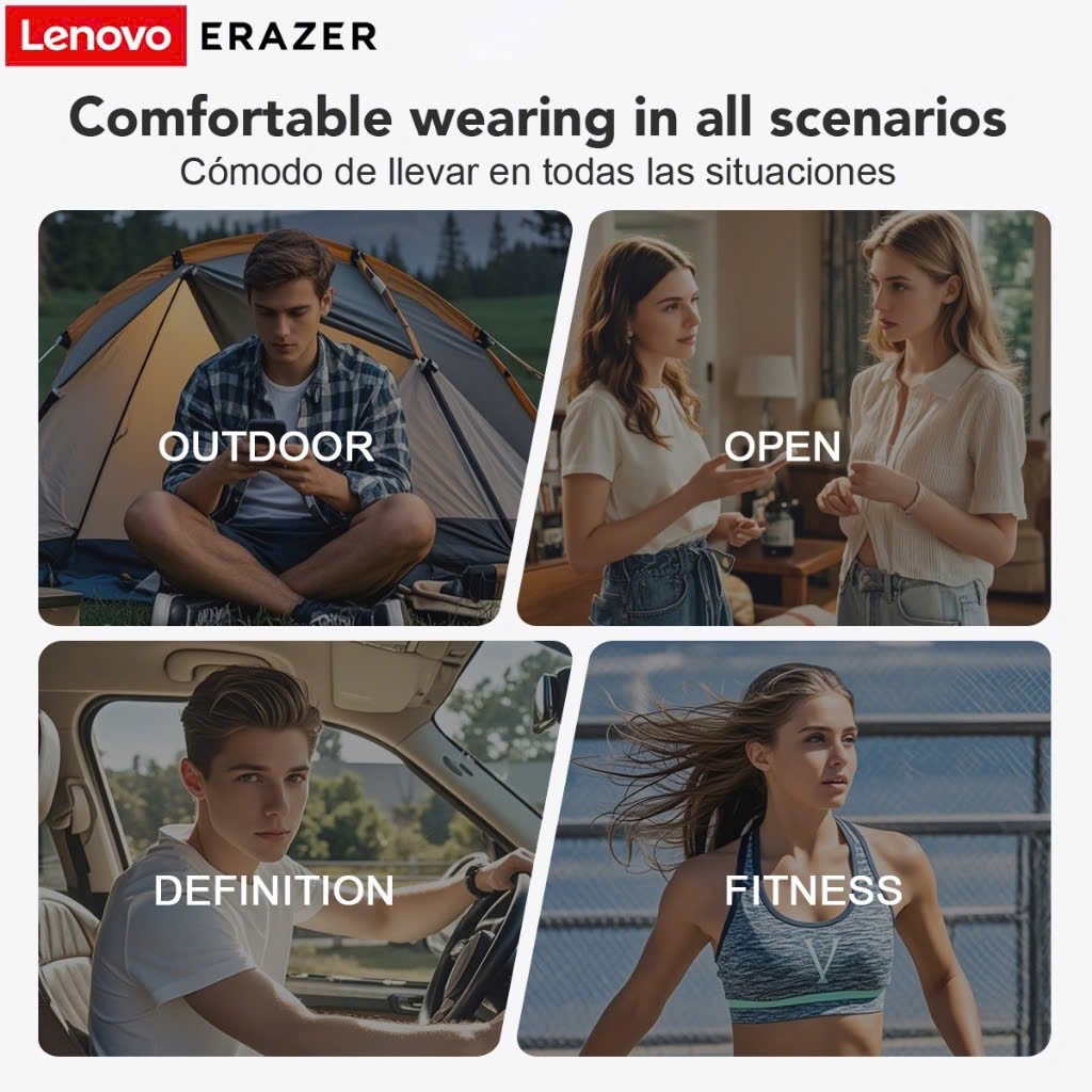 Tai Nghe True Wireless Kẹp Tai Phiên dịch 134 ngôn ngữ Lenovo Erazer XT66 Pro | BT 5.4 | Đèn báo | BigBuy360 - bigbuy360.vn
