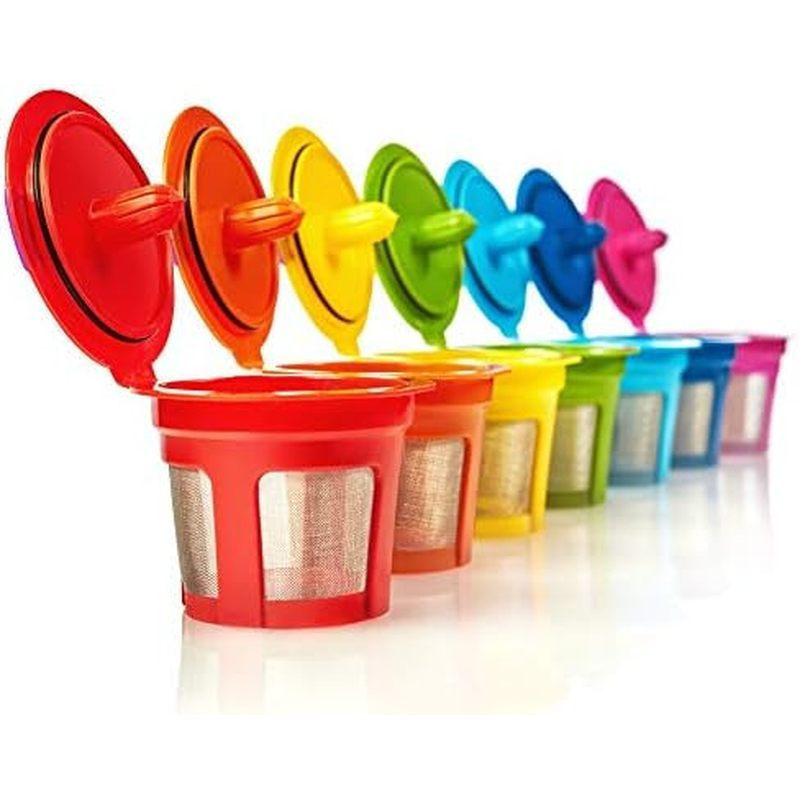 7 gói Cốc K tái sử dụng cho máy pha cà phê Keurig – Bình cà phê có thể nạp lại không chứa BPA, 7 màu