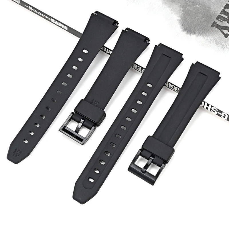 Dây Đeo Đen Cho Ca-sio F-201W F-201WA DB-36 WS-300 Nam Nữ Thay Thế Mờ Nhựa Cao Su Đồng Hồ Vòng Tay P