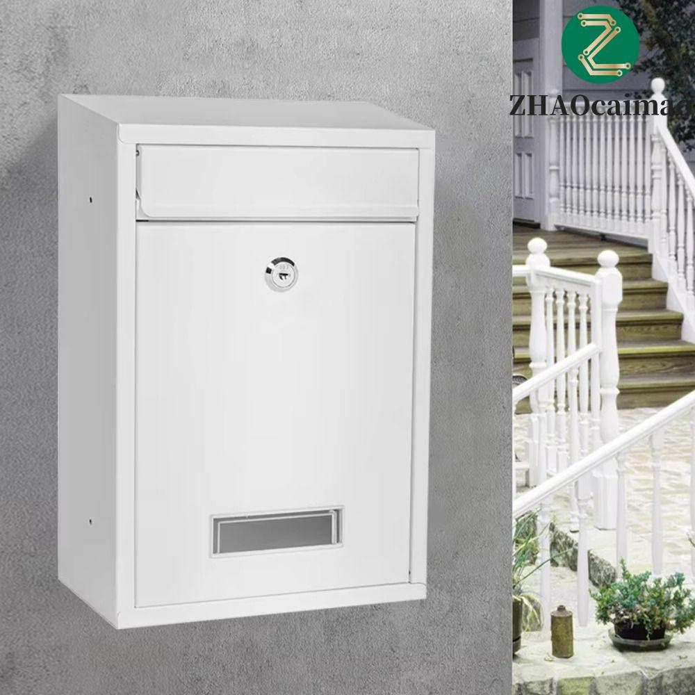 Hộp thư treo tường ZHAOCAIMAO, Hộp thư bằng sắt chống mưa, Hộp đựng báo có 2 phím Khóa an toàn chống