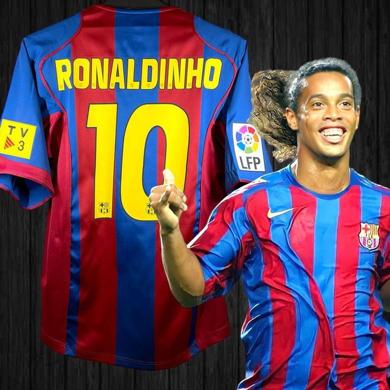 Áo Sơ Mi Bóng Đá Barcelona 04 / 05 RONALDINHO MESSI 2004 Vintage