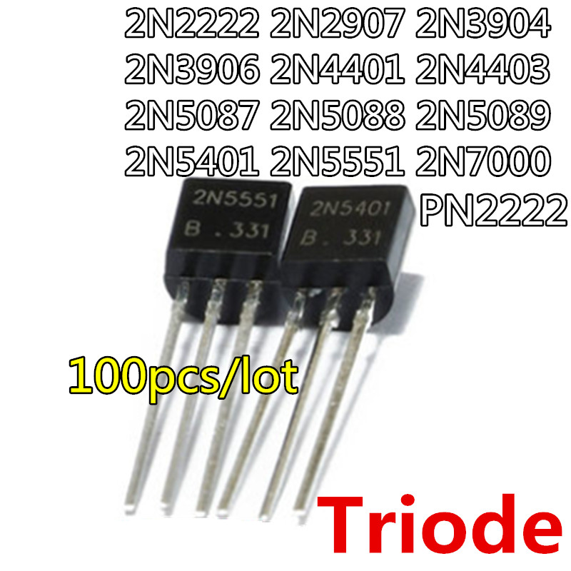 100 Cái / lốc PN2222 2N2222 2N2907 2N3904 2N3906 2N4401 2N4403 2N5087 2N5088 2N5089 2N5401 2N5551 2N