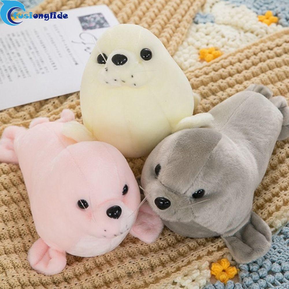 FUSIONGLIDE Seal Búp bê sang trọng, Gối động vật Fluffy Seal Đồ chơi nhồi bông sang trọng, Lông thú 