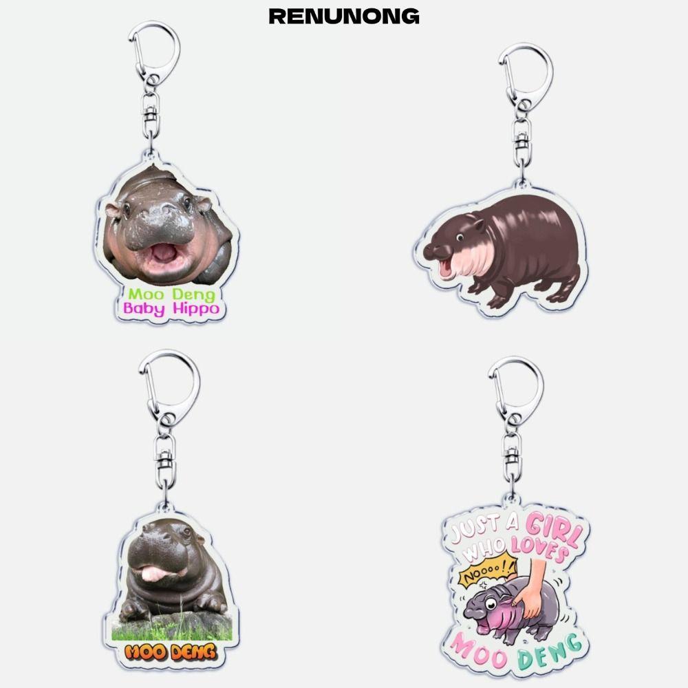 Móc khóa RENUNONG Baby Hippo, Móc khóa mặt dây chuyền dễ thương hình động vật hoạt hình, Vui nhộn sá