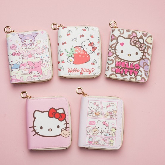 [chilala] hello kitty Ngắn Nữ Hoạt Hình Ví Hello Kitty Dễ Thương Sinh Viên In Tiền Xu Hợp Thời Trang