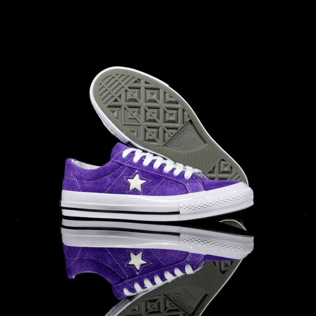 Converse One Star Purple One Star Converse Low-Top Retro Tím Da Lộn Thể Thao Cặp Đôi Giày Thường Ngà