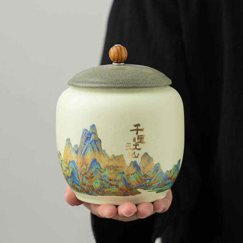 [Bộ Trà Siêu Tiết Kiệm] Lon Trà Gốm Cao Cấp Hộ Gia Đình Cao Cấp Trà Đen Trà Xanh Rời Lon Kín Dung Tí