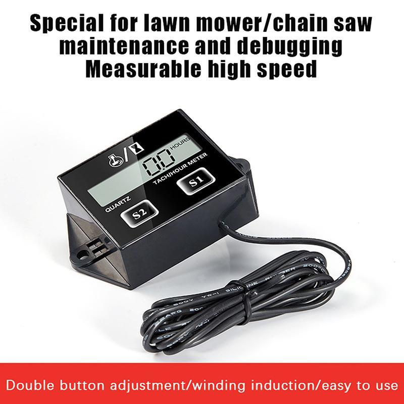 DRH Có Thể Đặt Lại Chống Nước Màn Hình Hiển Thị Kỹ Thuật Số Động Cơ Tach Hour Meter Tachometer Đo Độ