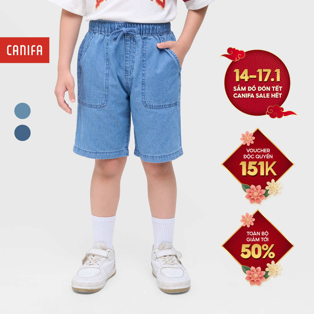 Quần short jean bé trai CANIFA chất liệu denim 100% cotton 2BS25S017