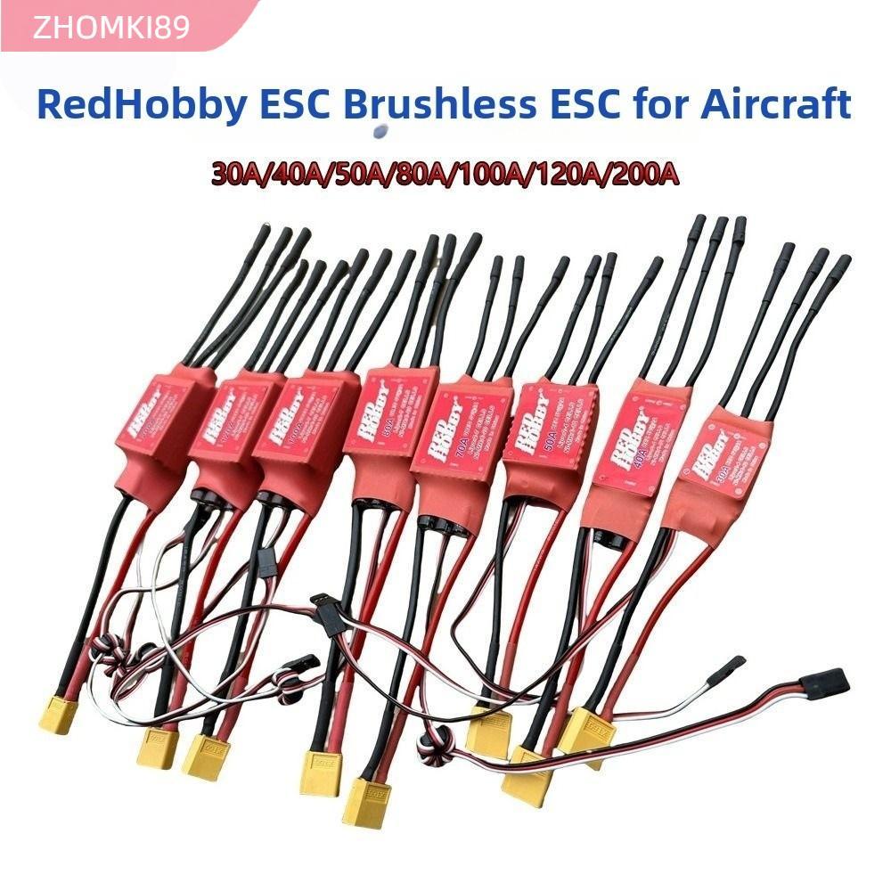 Bộ điều khiển tốc độ điện tử ZHOMKI89, Nhựa 30A 40A 50A 80A 100A 120A 200A ESC không chổi than, RedH