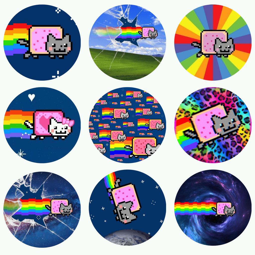 Huy Hiệu Ghim Nyan Cat Dễ Thương 4x4cm Trang Trí Balo Túi Xách Với Nhiều Mẫu Màu Sắc Đẹp