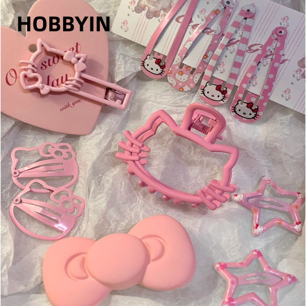 HOBBYIN Kawaii Hello Kitty BB Clip, Pink Sanrio KT Cat Collection Kẹp tóc, Phụ kiện tóc thời trang b