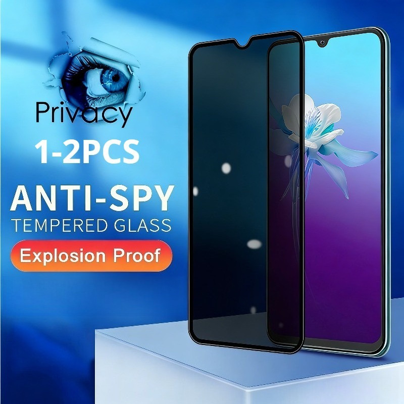 1-2 Chiếc Full Cover Riêng Tư Cạnh Đen Kính Cường Lực Cho Gionee S12 Lite P15 P12 Pro Bảo Vệ Màn Hìn