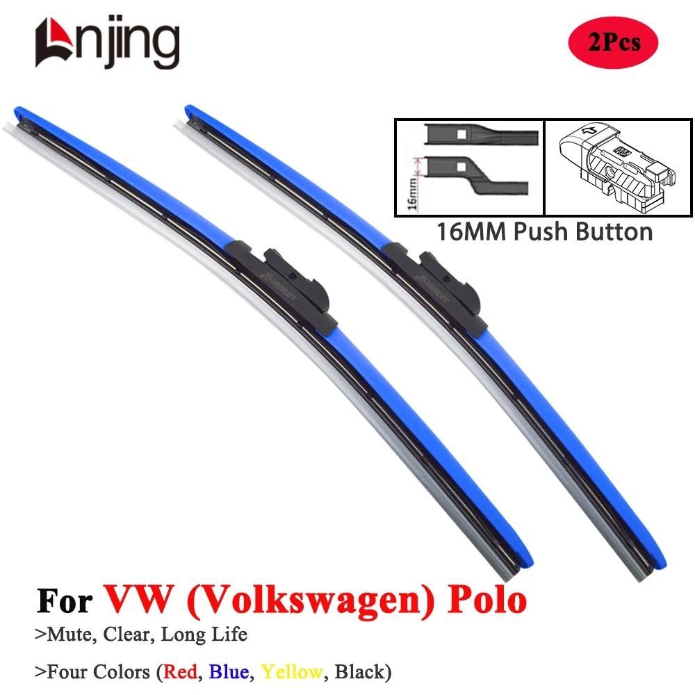 LNJING Lưỡi gạt nước đầy màu sắc cho VW Volkswagen Polo 6N 9N 6N2 9N3 6R AW 1981 2002 2009 2012 2017
