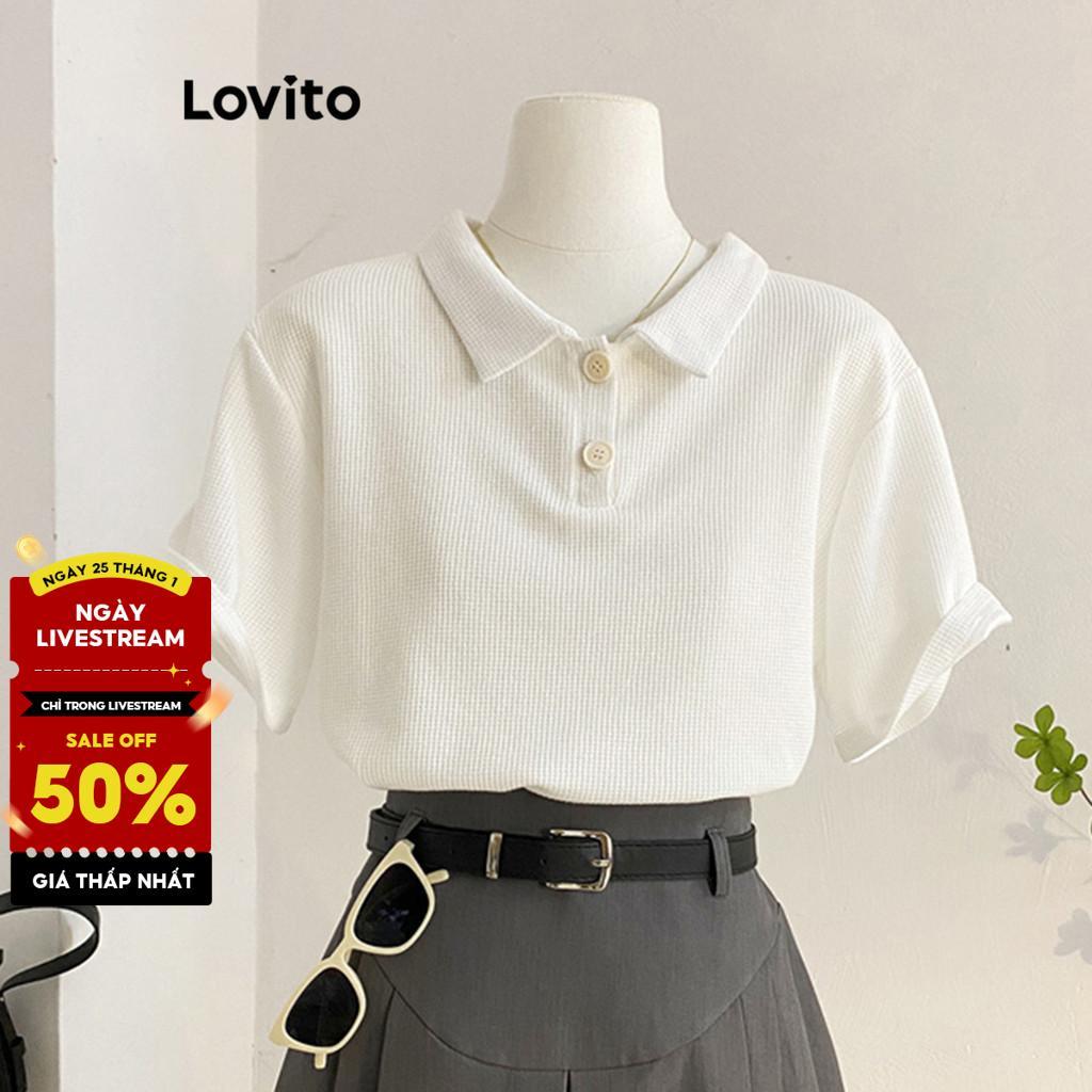 Lovito Áo thun giản dị trơn -Váy đan -Áo thun nam nữ L68ED039 (Nhiều màu)