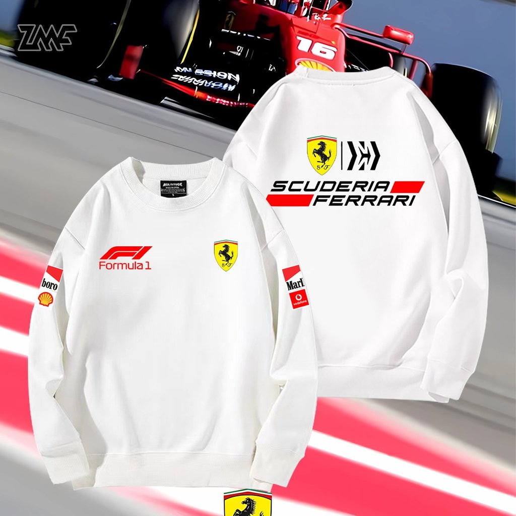 Thời Trang Rời Ferrari F1-Lee Hạm Đội Ferrari Cổ Điển Đua Xe Phù Hợp Với Thể Thao Áo Cổ Tròn Áo Thu 