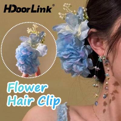 HdoorLink Hoa Tua Rua Kẹp Tóc Hydrangea Kẹp Tóc Nữ Phụ Kiện Tóc Hoa Ngọt Ngào Kẹp Tóc