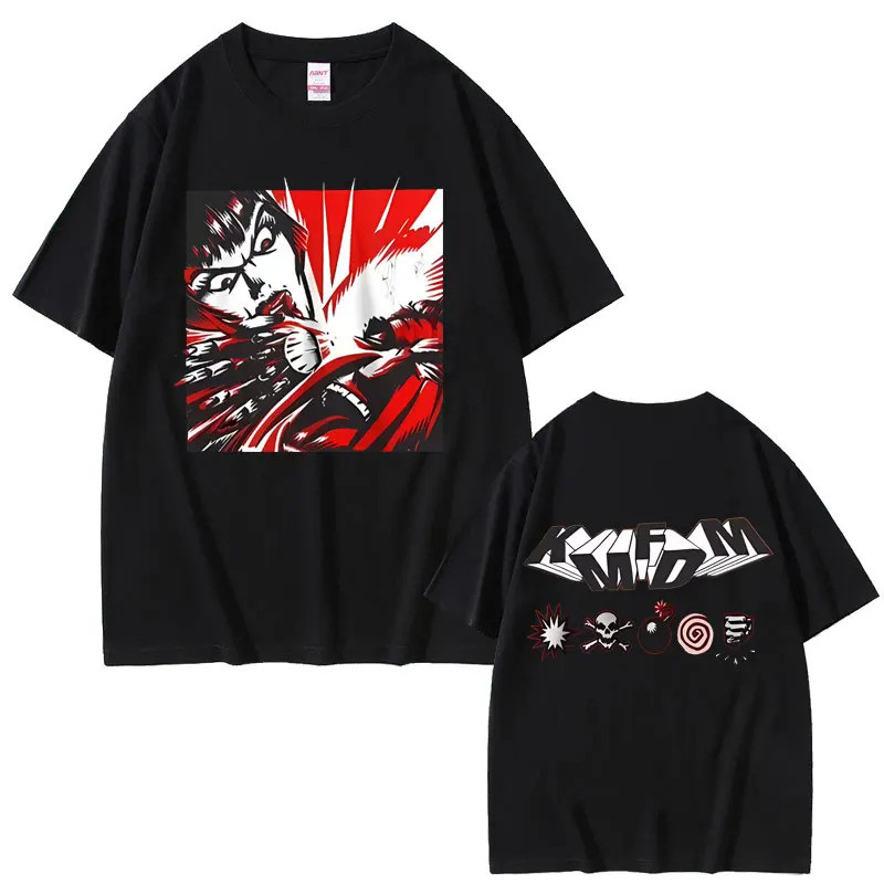 Nam Nữ Retro Gothic Punk Cotton Áo Thun Dạo Phố Thường Ngày Ban Nhạc Rock Kmfdm Tour 97