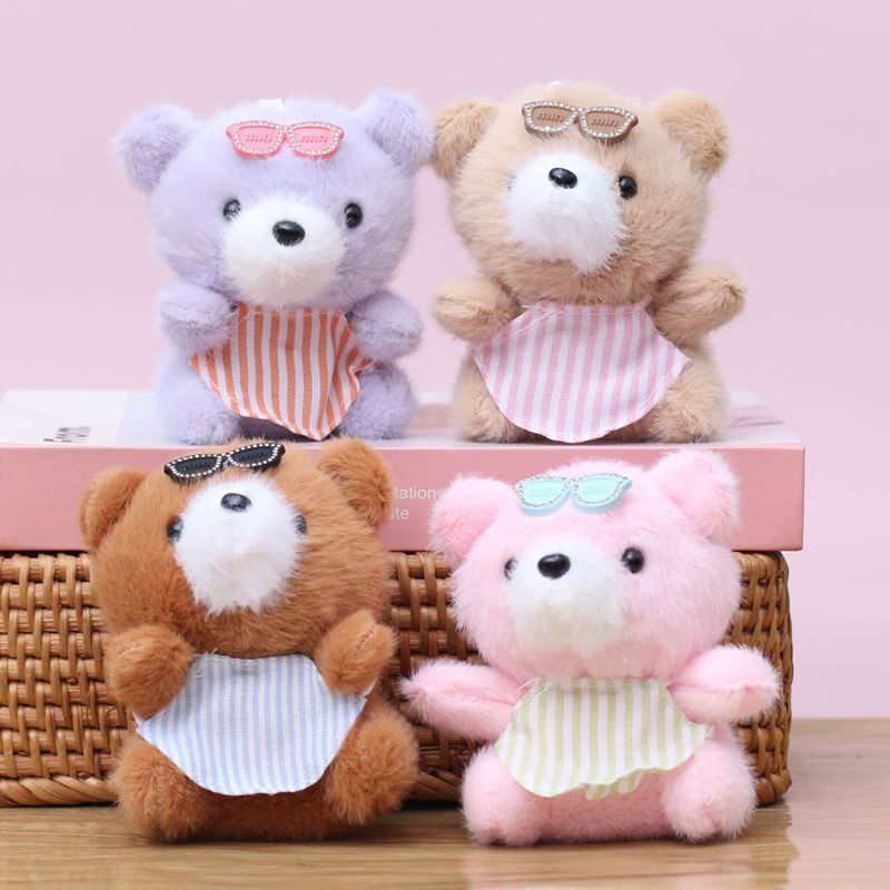 Premium In-Stock#Internet Celebrity Glasses Bear Pendant Cute Mini Plush Toy Doll Bag Charm Keychain