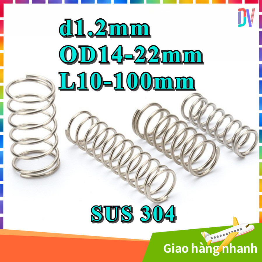 Lò xo nén inox sợi 1.2mm * phi 14-22mm * dài 10-100mm [DVA]