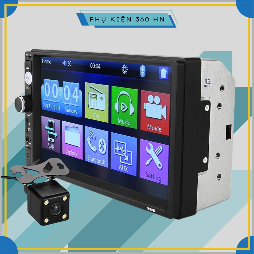 Màn Hình TiVi Cảm Ứng Nghe Nhạc, Xem Phim Trên Ô Tô 7010B Kèm Camera Lùi 4 LED