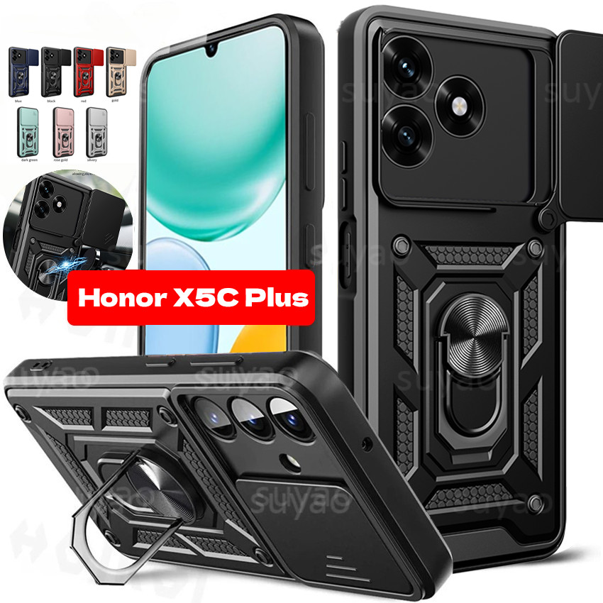 Dành Cho Honor X5C Plus X5CPlus 2026 Ốp lưng Giá Đỡ Nhẫn HonorX5CPlus HonorX5C Ống Kính Đẩy Trượt Bả