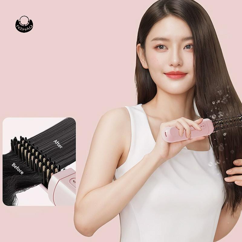 N2HAO Máy duỗi tóc thẳng đa chức năng N2HAO Bàn chải thẳng sạc USB Dụng cụ tạo kiểu tóc chống bỏng A