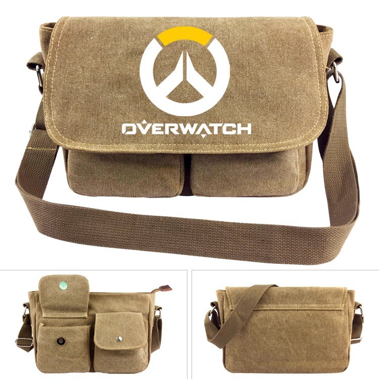 FE2 Nam Trò Chơi Overwatch Hoạt Hình Canvas Messenger Túi Sinh Viên Nắp Ba Lô Quà Tặng