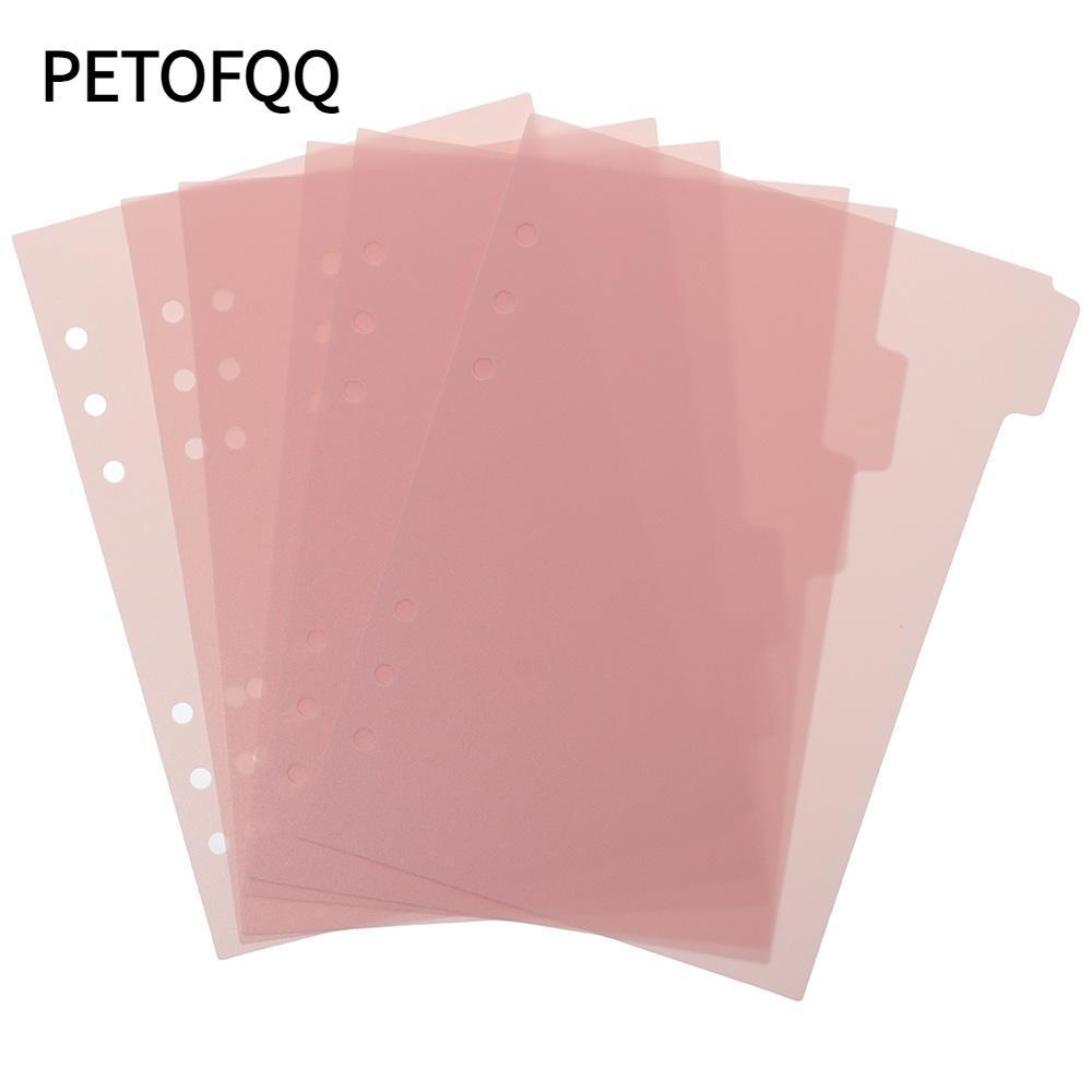 PETOFQQ 6 Tab trang chỉ mục, 6 CÁI A5 Binder Divider, Planner Pink 6 vòng nhựa Binder Index Dividers