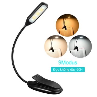 Đèn Kẹp LED 9 Chế Độ Ánh Sáng, USB Sạc, 60H Dùng Liên Tục - Bảo Vệ Mắt, Không Gây Rối Đêm