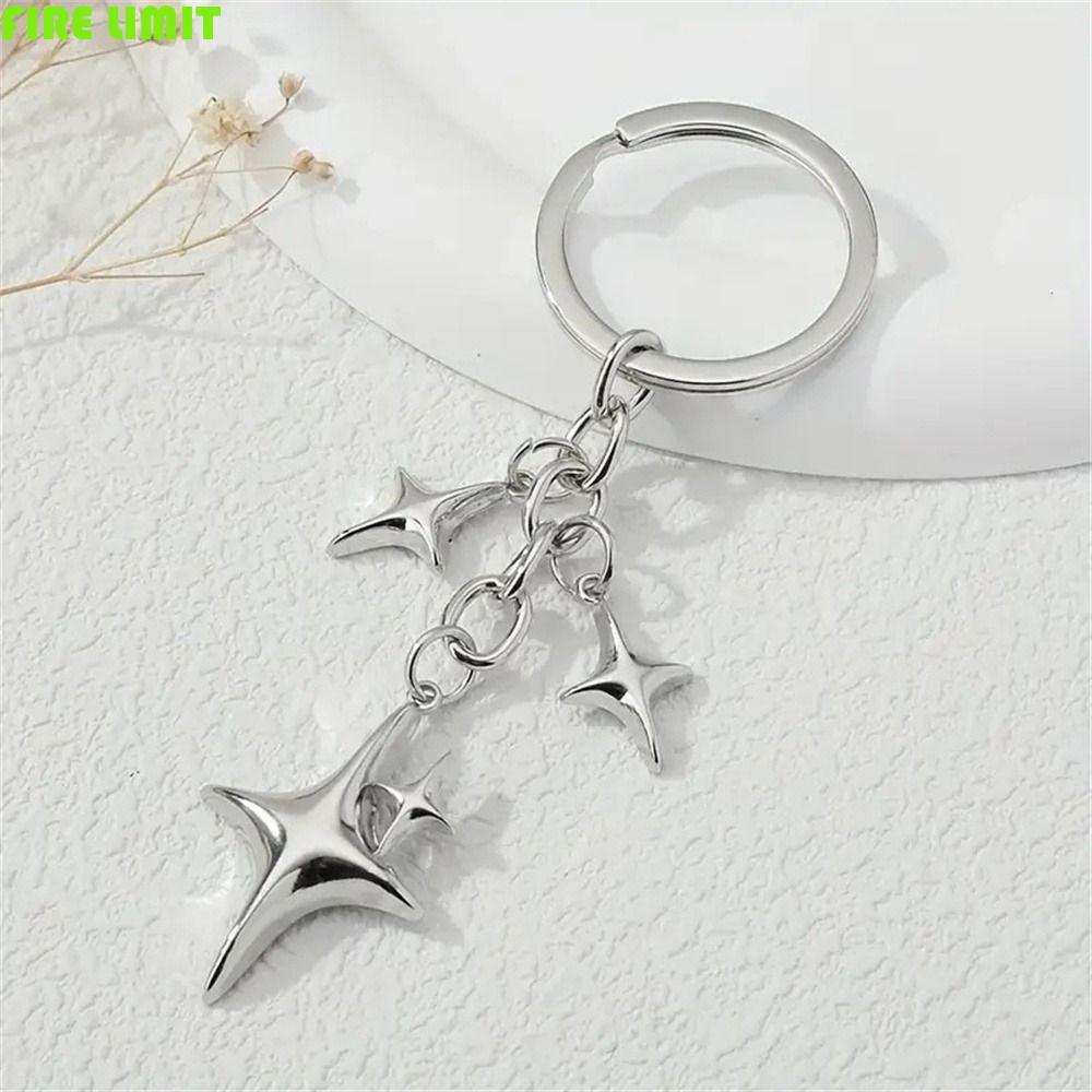 FIRE LIMIT Star Moon Key Rings, Mặt dây chuyền túi kim loại Móc khóa Y2K, Quà tặng trang sức Handmad