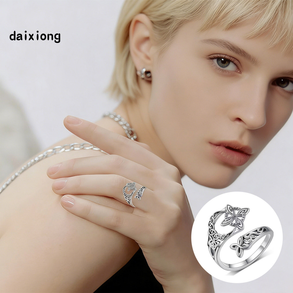 Nhẫn knuckle Celtic hợp kim dành cho nữ - Thiết kế retro Ireland, dễ điều chỉnh size