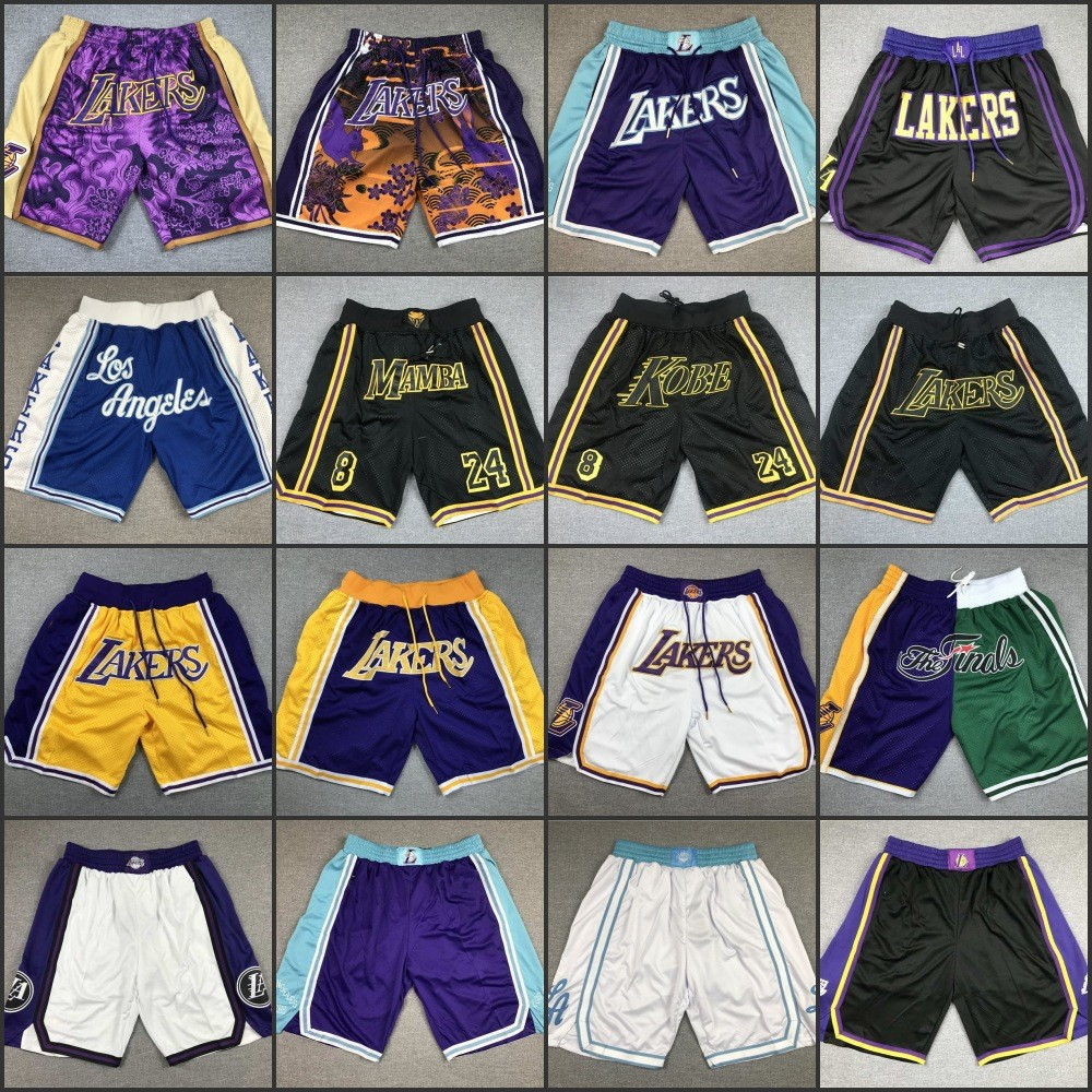 Quần Short Bóng Rổ Los Angeles Lakers Kobe - Thêu Chi Tiết
