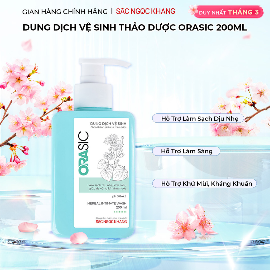 Dung dịch vệ sinh phụ nữ ORASIC Sắc Ngọc Khang_Tinh chất lá trầu không 200ml