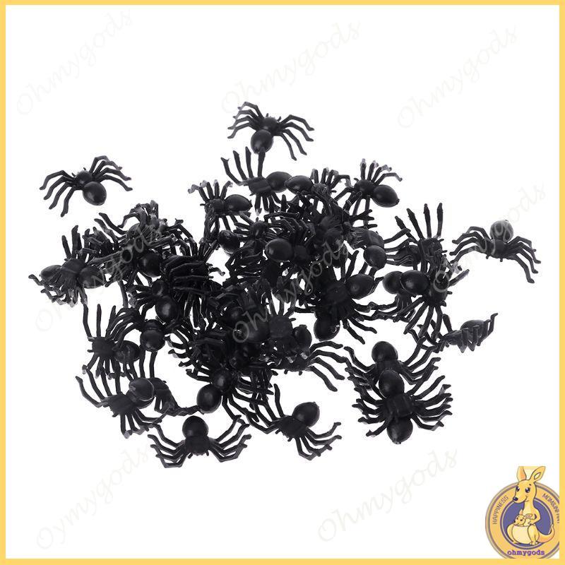 OMG * 50 Cái Nhỏ Nhựa Đen Giả Đồ Chơi Nhện Ngộ nghĩnh Trò Đùa Prank Đạo Cụ Halloween Deco