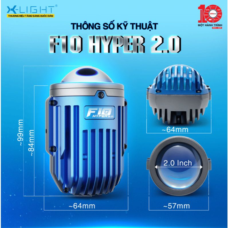 [HÀNG MỚI]Bi  gầm X-LIGHT F10 HYPER 2.0inch