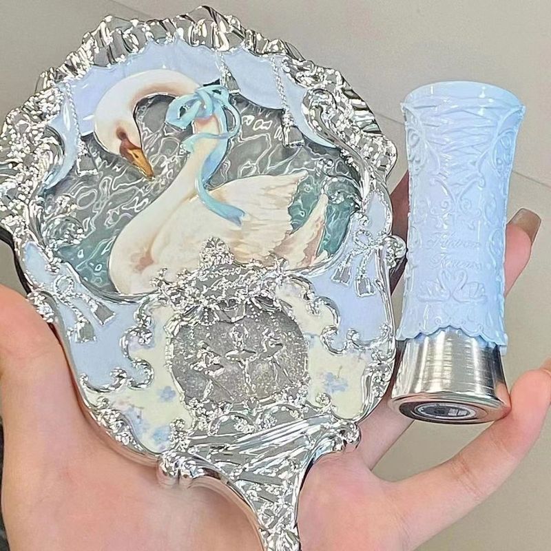 Sản phẩm mới Swan Ballet Hand Mirror Trang điểm Gương Kem Phấn Kem Xanh Kem Trắng Gương Công Chúa Gi