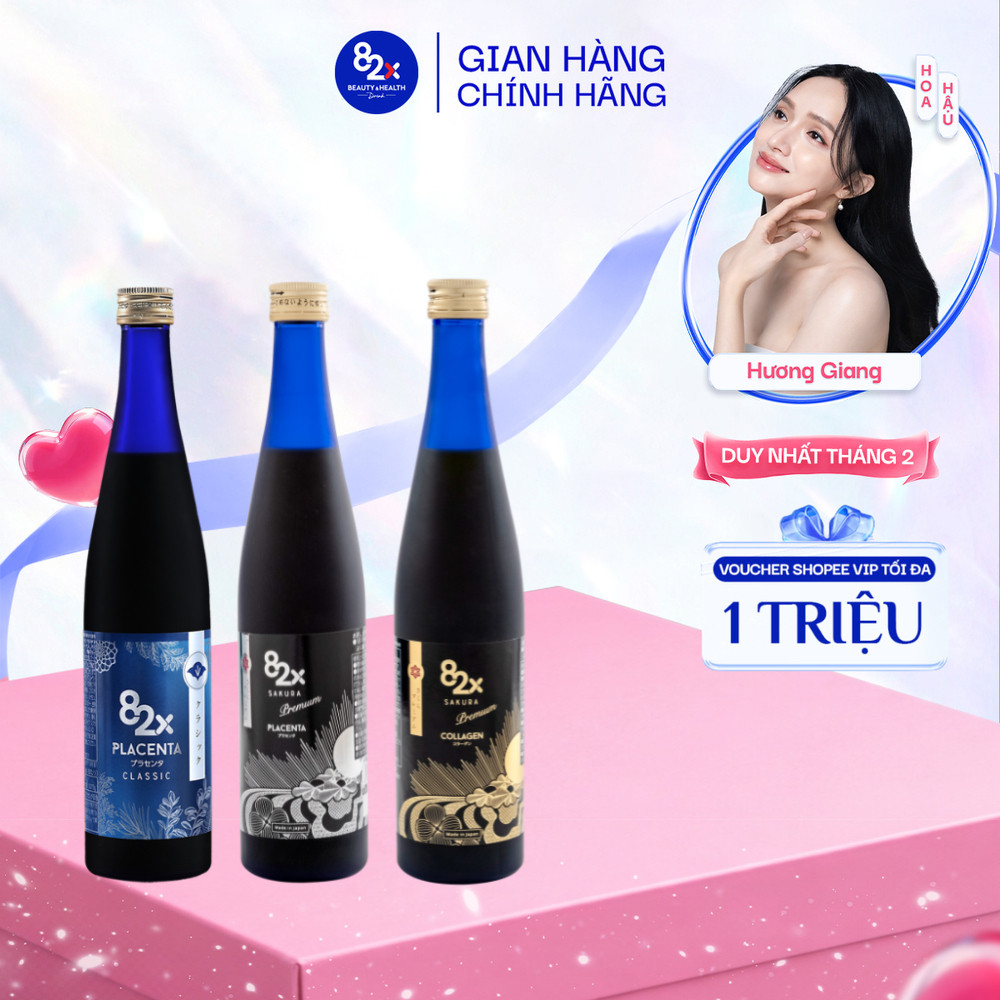 Combo 3 Chai Nước Uống 82X Gồm Classic Placenta + Sakura Placenta + Sakura Collagen 500ml/Chai