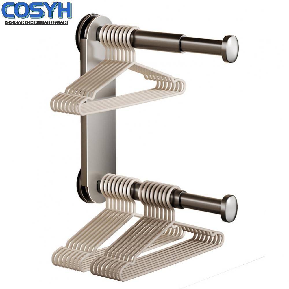 <cosyh>Wall Mounted Suction Cup Clothes Hanger Organizer Adjustable Foldable Hook