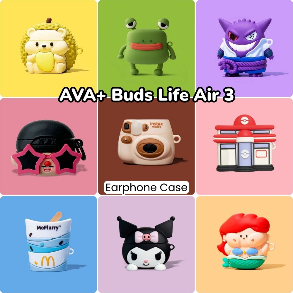 【 imamura 】 Dành Cho AVA + Buds Life Air 3 Vỏ Silicon Mềm Niche Họa Tiết Hoạt Hình Vỏ Tai Nghe NO.7