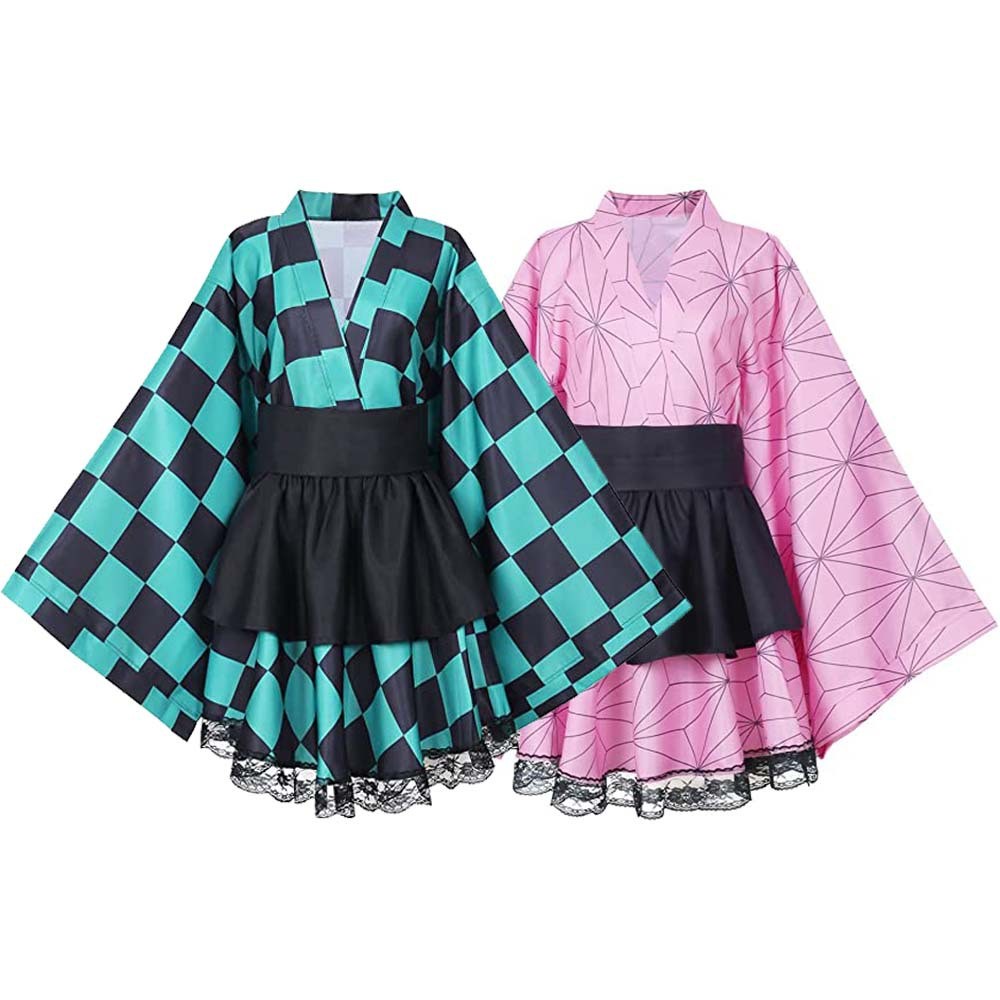Kimono Cosplay Tanjiro và Nezuko từ Demon Slayer