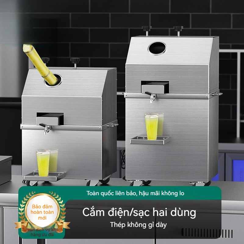 Máy ép mía. Máy ép nước mía. Máy ép mía điện tự động hoàn toàn bằng thép không gỉ.