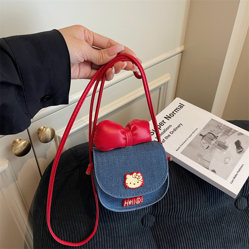 Ngọt Ngào Phong Cách Mới Hoạt Hình Mèo Dễ Thương Nơ Tiền Xu 2025 Thời Trang Mini Messenger Túi Tai Nghe Túi Bán Buôn