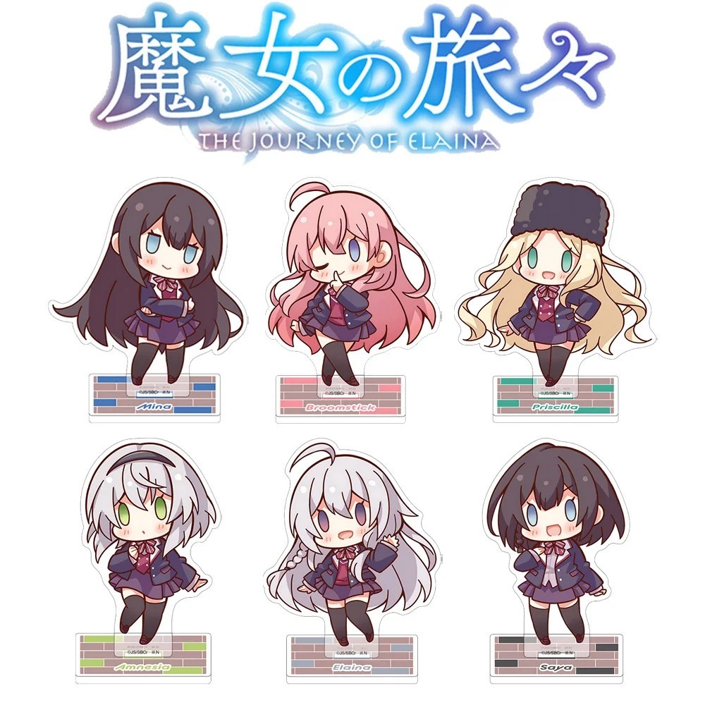 Standee Anime Hành Trình Của Elaina Majo no Tabitabi Chibi Mô hình Mica Mini Trang trí Bàn học Elain