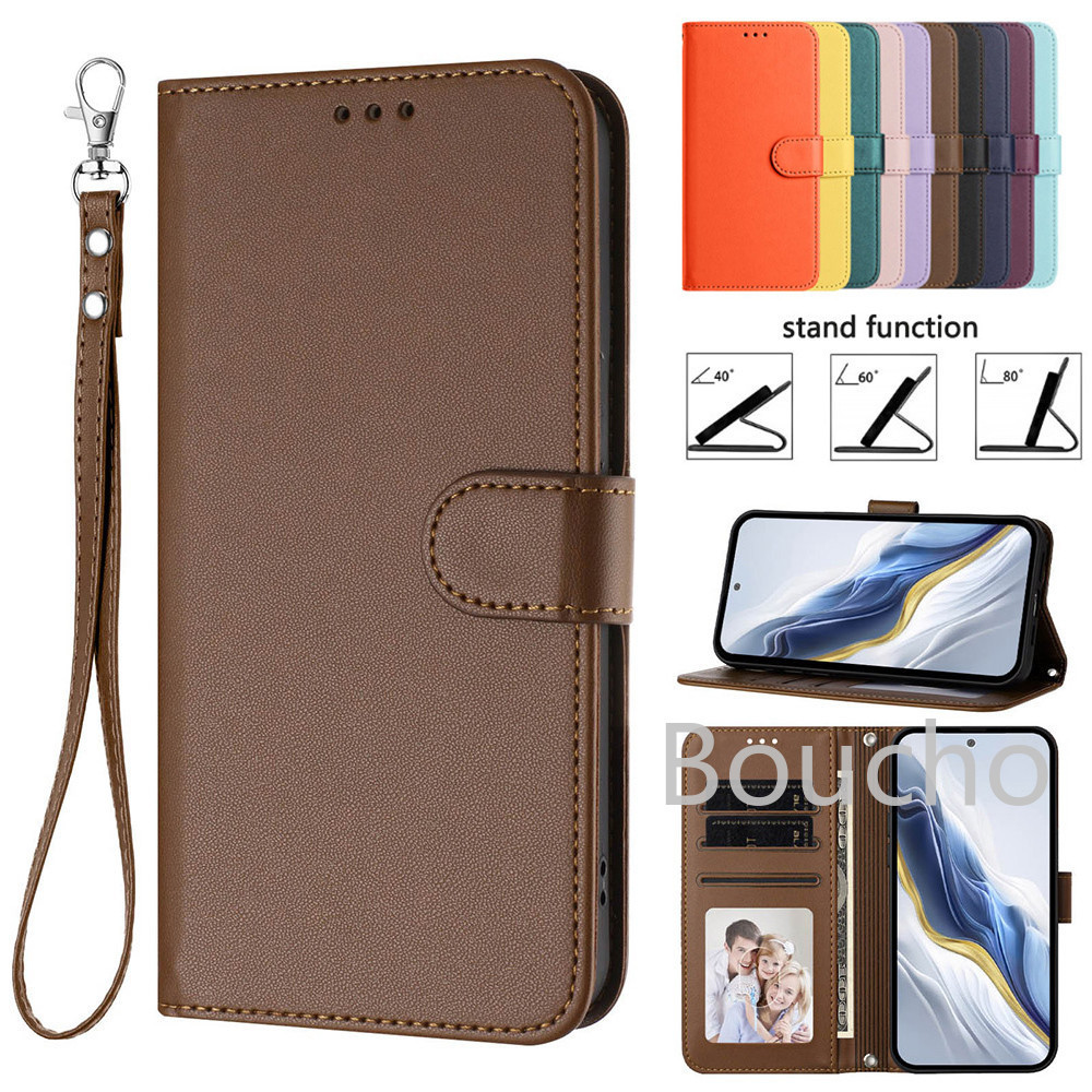 Ốp Điện Thoại Ví Màu Trơn Cho Samsung Galaxy XCover 7 Pro M56 M55 M36 M35 M23 M16 M13 C55 F23 F16 Da