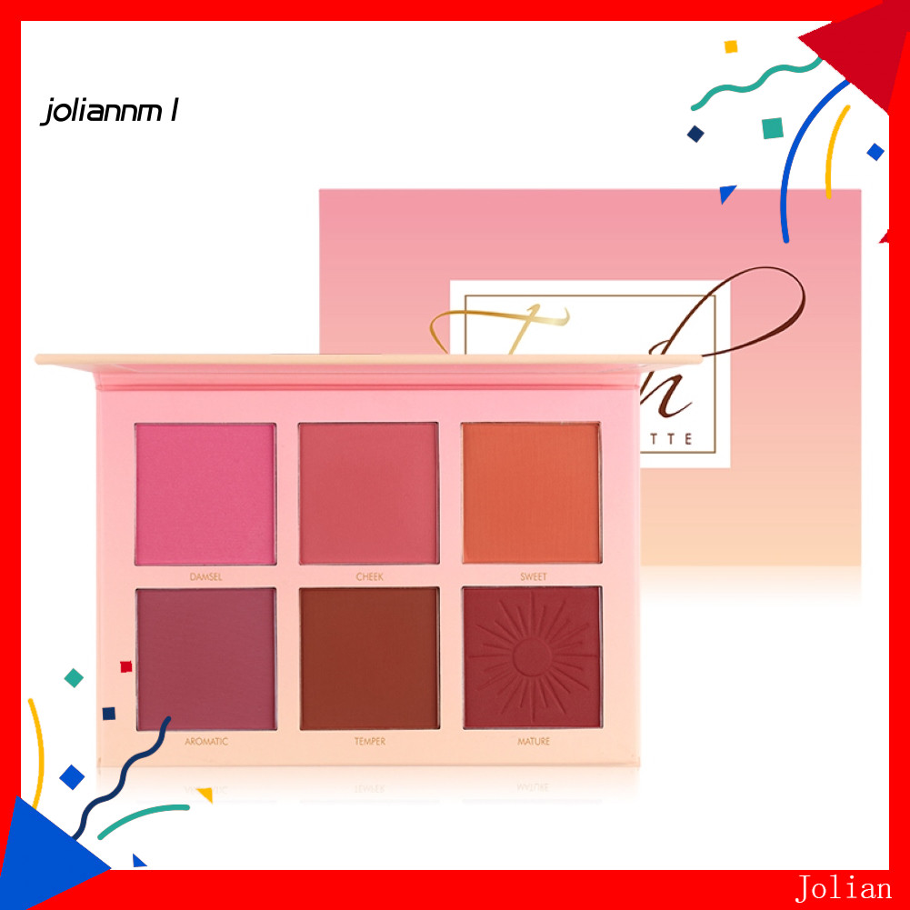 [JM] IMAGIC 6 màu không thấm nước Đường viền mặt lâu trôi Làm sáng da Rouge Blusher Mỹ phẩm