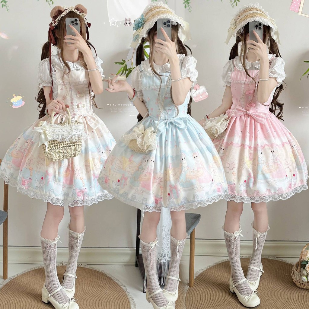 [Hàng có sẵn] Candy Candy Original Cat Cat Trà chiều Full Style lolita Váy jsk Dây đeo lolita Dress#