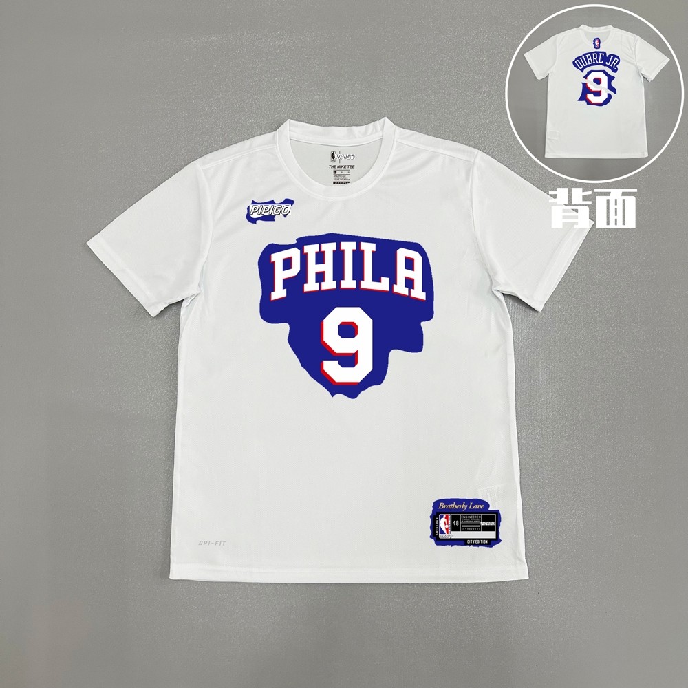Áo thun thể thao khô nhanh, độiPhiladelphia 76ers, phù hợp chobasketball
