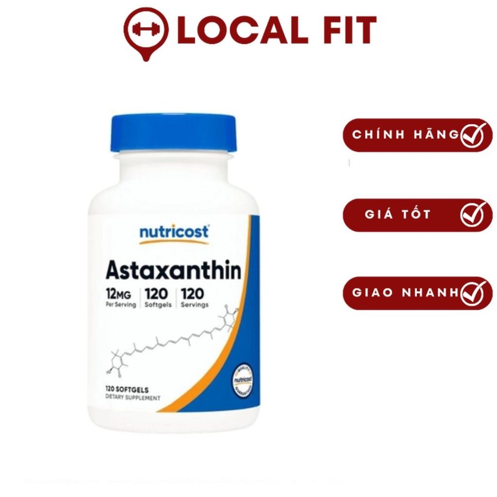 Viên uống Nutricost Astaxanthin 12mg, 120 Viên - Đẹp da, ngừa lão hóa, bảo vê thị lực, tim mạch  whe