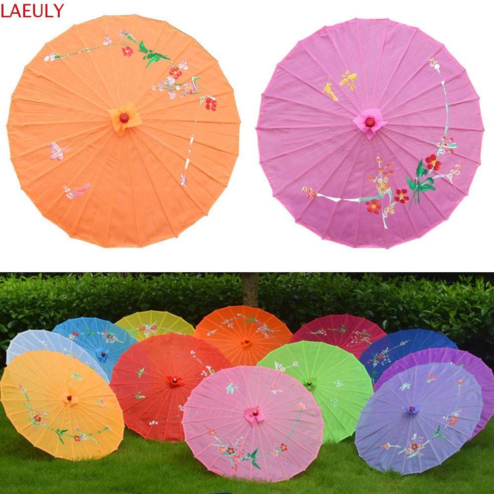 Ô Giấy Dầu LAEULY, Ô Nghệ Thuật Trung Quốc Lụa 56 / 82cm, Phong Cách Retro Vintage Di Động Truyền Th